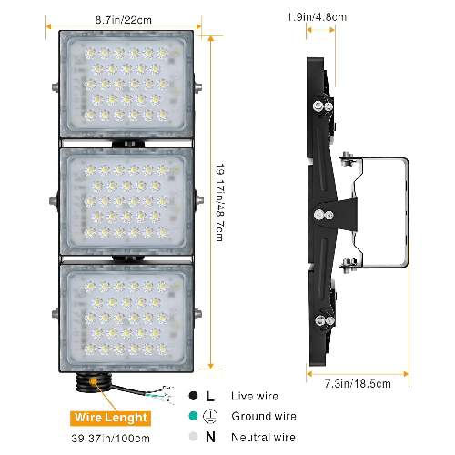 150W LED Tennis Court Lights Size