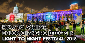 Color changing flood lights in the Light to Night Festival
