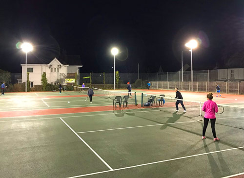 brightness enhancement after metal halide replacement for tennis court