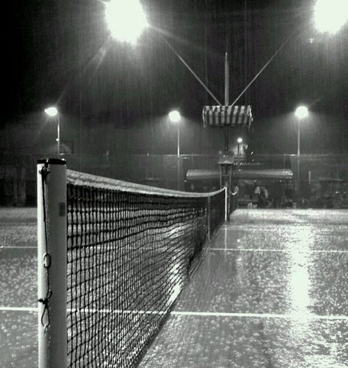raining tennis court