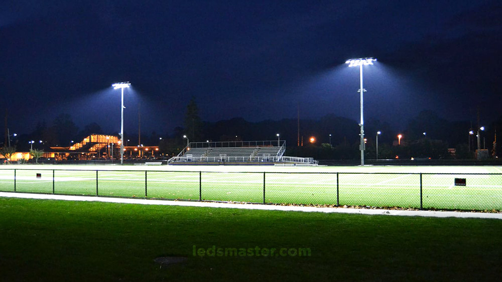 football field lighting with too high brightness